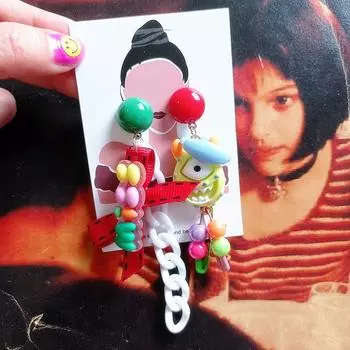 Причудливые асимметричные серьги-монстры из бисера из серебра 925 пробы для женщин