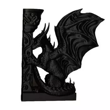Причудливые подставки для книг в виде драконов. Подставка для книг в виде дракона, напечатанная на 3D-принтере. Обязательно для любителей фэнтези. Декор для книжной полки. чёрный