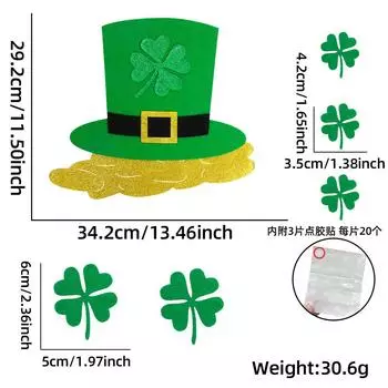 Причудливые украшения на дверь ко Дню Святого Патрика с изображением игривого лепрекона и стилизованного клевера Clover Hat