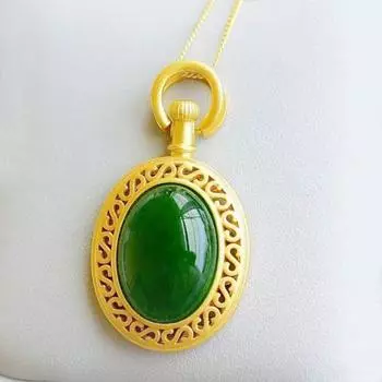 Придворный ветер, инкрустированный натуральным зеленым халцедином, ожерелье, темперамент, полое яйцо, поверхность, кулон из яшмы