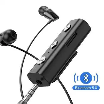 Приемник Bluetooth 5,0 для наушников с разъемом 3,5 мм, беспроводной адаптер Bluetooth Aux, аудиомузыкальный передатчик для наушников чёрный