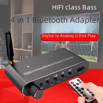 Приемник и передатчик Bluetooth 5.1: USB, AUX, оптический, коаксиальный - ЦАП цифро-аналоговый преобразователь A-05, Coaxial+Optical+AUX+R/L+USB