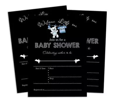 Пригласительные открытки на вечеринку в честь рождения ребенка Darling Souvenir Baby Shower, 28 шт., заполните или напишите пустые приглашения, распечатанные на принтере, принадлежности для вечеринок 5 x 7 Inches аквамарин