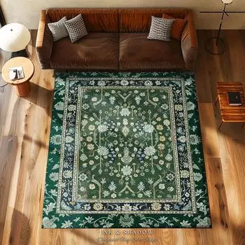 Приглушенный зеленый ковер в стиле бохо для гостиной в деревенском стиле, пастельно-зеленый ковер для домашнего декора, коврик для спальни в стиле коттеджа 40X60cm-16x24in
