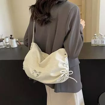 Пригородная большая сумка Женская простая сумка через плечо с бантом серебряный