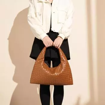 Пригородная большая вместительная ретро-сумка для женщин, текстурированная повседневная сумка на плечо, подмышки, модная сумка ручной работы One Size