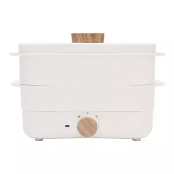 приготовление пищи электрическая белая 2 блюда одновременно 6 функций в 1 нагреве легко легко настольная бездымная кастрюля для жизни в одиночку с поддоном для пара i001 [Tokyo Deco]