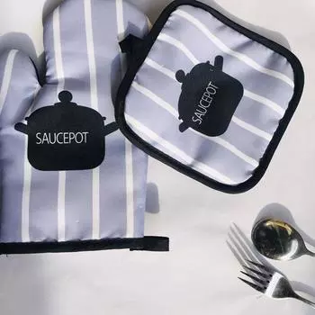 Прихватка и держатель для кастрюли, кухонные термостойкие перчатки для выпечки, теплоизоляционные перчатки для барбекю, микроволновая печь