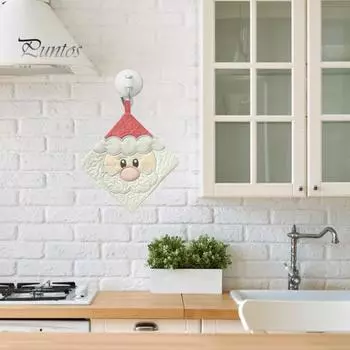 Прихватка с лицом Санты, квадратная ткань, рождественский термостойкий коврик, мультяшный прихватка с лицом эльфа для праздничного декора кухни зелёный