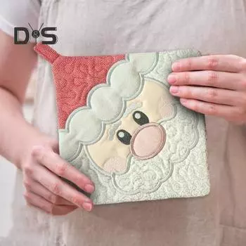 Прихватка с лицом Санты, квадратная ткань, рождественский термостойкий коврик, мультяшный прихватка с лицом эльфа для праздничного декора кухни красный