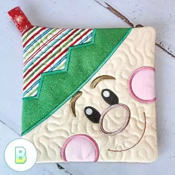 Прихватка с лицом Санты, квадратная ткань, рождественский термостойкий коврик, держатель для кастрюли с лицом эльфа из мультфильма зелёный