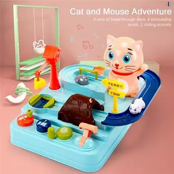 Приключения кошек и мышей, электрический вагон, игрушечный лифт, детская развивающая игрушка