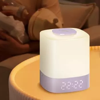 Прикроватная лампа LYRIDZ для кормления грудью с ночной настройкой цвета и непрямым USB-портом, удобная для ношения на кровати, для детского подарка, свет, часы, яркость,