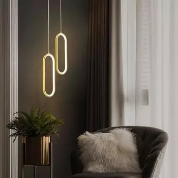 Прикроватная люстра для спальни, роскошный современный минималистичный светильник для главной спальни, гостиной, двуглавый подвесной светильник чёрный