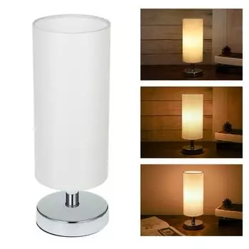 Прикроватная настольная лампа с тканевым круглым абажуром, тумбочка для спальни, гостиной бежевый