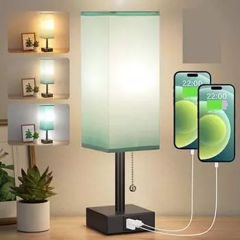 Прикроватная настольная лампа с трехцветной температурой без мерцания, маленькая прямоугольная ночная лампа EU чёрный