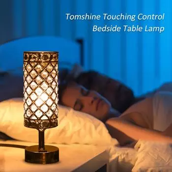 Прикроватная настольная лампа Tomshine Touching Control с двойным USB-портом для зарядки и трехсторонней розеткой переменного тока с регулируемой яркостью EU Plug