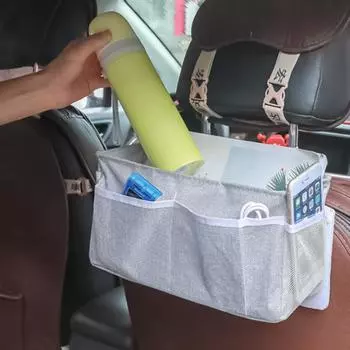 Прикроватное хранилище большой емкости, съемный хлопковый льняной столик, подвесной карман для спальни светло-синий