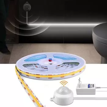 Прикроватный декоративный светильник с датчиком движения PIR, COB LED, 12 В, COB, светодиодные ленты, tiras de luces, светодиодные рождественские огни, лента, веревка, светильник для ванной комнаты 1m белый