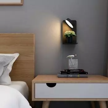 Прикроватный светильник, современная защита глаз, экологически чистый привлекательный светодиодный настенный светильник для спальни, ночной для ванной комнаты чёрный