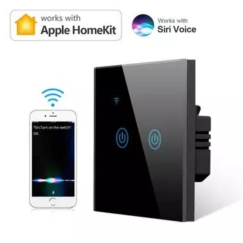 Приложение Apple Home Kit Беспроводной Wi-Fi выключатель света Siri Voice Remote Control Умный дом Сенсорный переключатель Работает с Apple Homekit Стандарт ЕС 1 Gang 1 Way белый