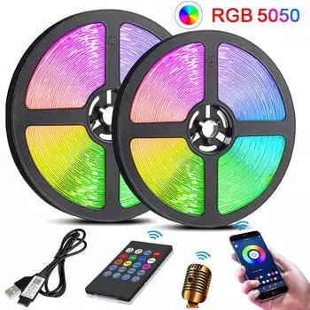 Приложение + Bluetooth, светодиодная лента, синхронизация музыки, RGB 5050, светодиодная лента, управление Bluetooth, гибкая лента для украшения комнаты, вечеринки, подсветка телевизора remote app control 0.5M