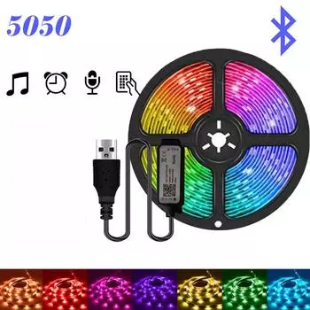 Приложение + Bluetooth, светодиодная лента, синхронизация музыки, RGB 5050, светодиодная лента, управление Bluetooth, гибкая лента для украшения комнаты, вечеринки, подсветка телевизора remote app control 0.5M