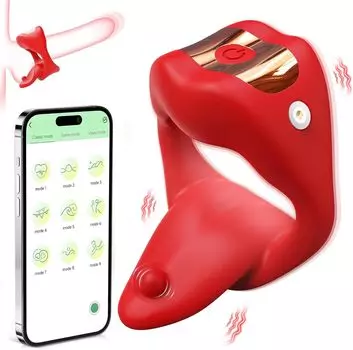 Приложение Control для взрослых, кольцо на член, секс-игрушки для мужчин, вибратор для пениса с вибрацией языка, мужская эрекция, задержка эякуляции, мастурбатор для пар