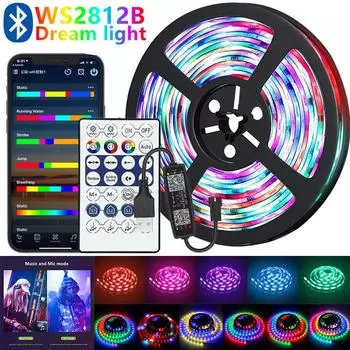 Приложение для управления телефоном, USB-световая лента ws2812b, подсветка телевизора, вспышка, меняющая цвет, волшебный цвет RGB, Bluetooth, украшение комнаты 5 В 1m разноцветные