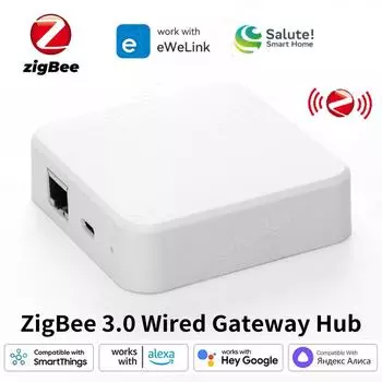 Приложение eWeLink Беспроводной шлюз ZigBee 3.0 Мост автоматизации умного дома Голосовое управление Работает с Alexa Google Alice Salute белый