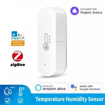 Приложение eWeLink Датчик температуры и влажности ZigBee Умный дом Гигрометр Термометр Работает с Alexa Google Yandex Алиса