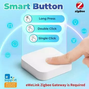 Приложение eWeLink ZigBee Smart Scene Switch Push Button Умная домашняя автоматизация Беспроводной пульт дистанционного управления Работает с ZigBee Gateway Hub белый