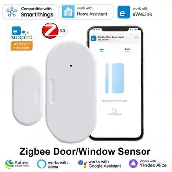 Приложение eWeLink ZigBee Умный датчик двери и окна Умная автоматизация дома Детектор открытия и закрытия двери для помощника Alexa Google Home