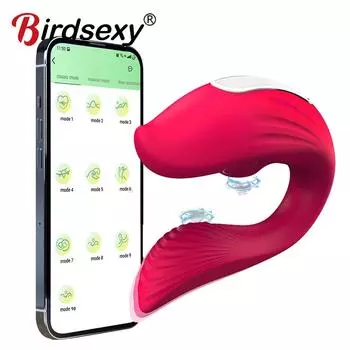 Приложение с дистанционным управлением, вибратор для сосания, носимый U-образный фаллоимитатор, оральный секс, массажер для клитора, двойная стимуляция, секс-игрушки для взрослых и пар для женщин APP Vibrator2