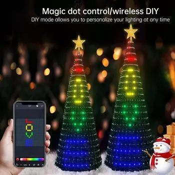 Приложение Smart Christmas Tree Lights DIY Bluetooth Point Control Symphony LED RGB Light String Рождественское украшение Атмосфера Light EU plug