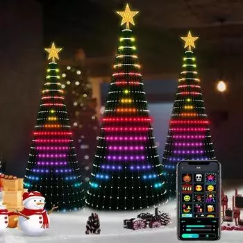 Приложение Smart Christmas Tree Lights Форма Цвета Измененная Рождественская Елка Свет Красочные Светодиодные Гирлянды Праздничное Украшение EU plug