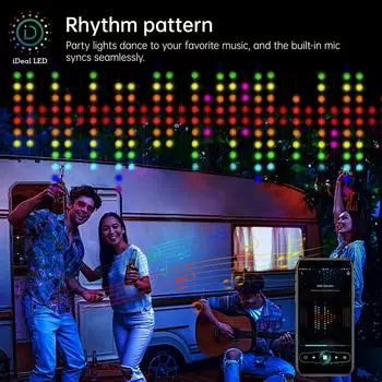 Приложение Smart LED Curtain Lamp RGB Magic Color Point Control Leather Wire Light Bluetooth DIY Программирование Subtitle Lamp с экраном EU Plug