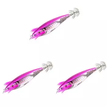 Приманка для креветочной рыбы в виде кальмара 7 см с 3D-глазами и крючками для любителей рыбалки (Красная роза)