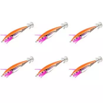 Приманка для креветочной рыбы в виде кальмара 7 см с 3D-глазами и крючками для любителей рыбалки (оранжевый)