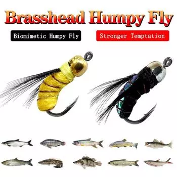 Приманка для ловли рыбы нахлыстом 5/10 шт./кор. черные крючки, яркая кожа, материал, нимфа, искусственная приманка для ловли окуня/форели/лосося Yellow-5Pcs/Box