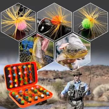 Приманка для рыбалки нахлыстом, 5 цветов, 40 шт., приманка для рыбалки, приманка для рыбалки, яркая приманка для моли, отсадка, приманки для рыбалки нахлыстом 40 pcs жёлтый