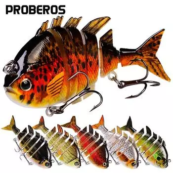 Приманка для рыбы 8 см, 6 узлов, рыба с несколькими узлами, 14 г, искусственная наживка, жесткая пластиковая наживка, рот наклонен, универсальная наживка для рыбы HS010