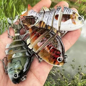 Приманка False Bait 6-секционная многосекционная рыба 8 см 16 г Бионическая пластиковая жесткая приманка, приманка для перекармливания морского окуня с верхним ртом HS077 8cm 16g