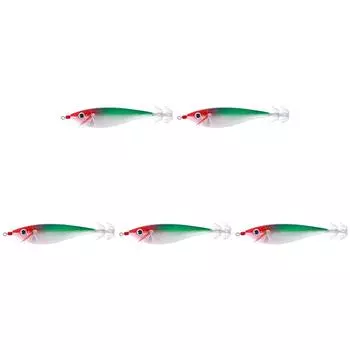 Приманка Octopus Hooks 10 см 10 г Светящаяся снасть Octopus Bait (Красная Голова Зелёное Тело)