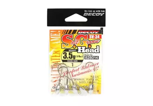 Приманка SV-34 Джиг-головка Salt Groove S.G Размер головки 1 , 3,5 грамма (8014)