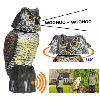 Приманка в виде совы с вращающейся головой, натуральное средство отпугивания птиц, фигурка совы, защитное приспособление для сада, пугало в виде совы для садов, террас, балконов A