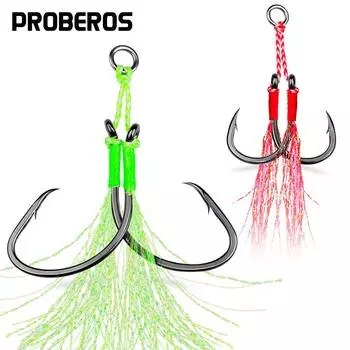 Приманка Железный пластинчатый крючок Галстук Яркая проволока Двойной крючок для морской рыбалки Прочная основная леска Вспомогательный крючок для лодки Рыболовный галстук для волос Рыболовный крючок 2 пары/упак. H16601 4/0#
