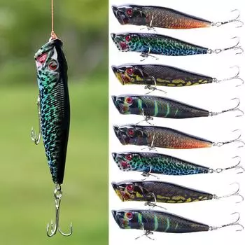 Приманки для ловли на поверхности воды Плавающая приманка-поппер с тройными крючками Приманки для ловли окуня Приманки