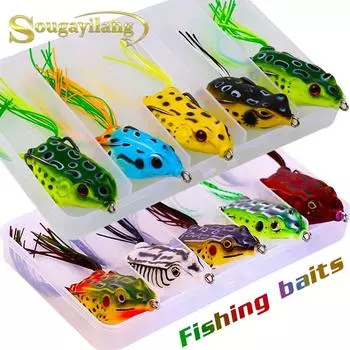 Приманки для ловли окуня, 5 шт., аксессуары для рыбалки, приманка для рыбалки в виде лягушки, крючки для приманки, рыболовные снасти для ловли окуня и карпа