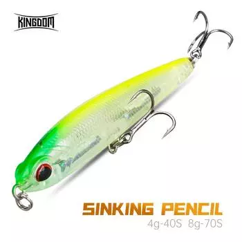 Приманки для рыбалки Kingdom, медленно тонущая приманка-карандаш, 70 мм, 8 г, 40 мм, 4 г, искусственные приманки, каменная рыбалка, воблеры с жесткой наживкой, рыболовные снасти
